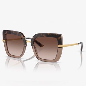 Dolce & Gabbana Tortoise and Transparent Brown Square Sunglasses